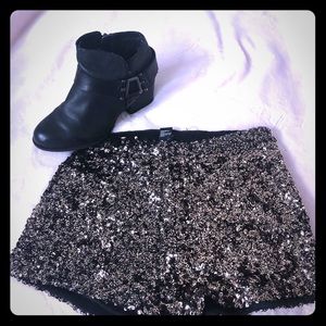 Gold and black sequin shorts